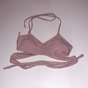 Pink wrap bathing suit + bottoms